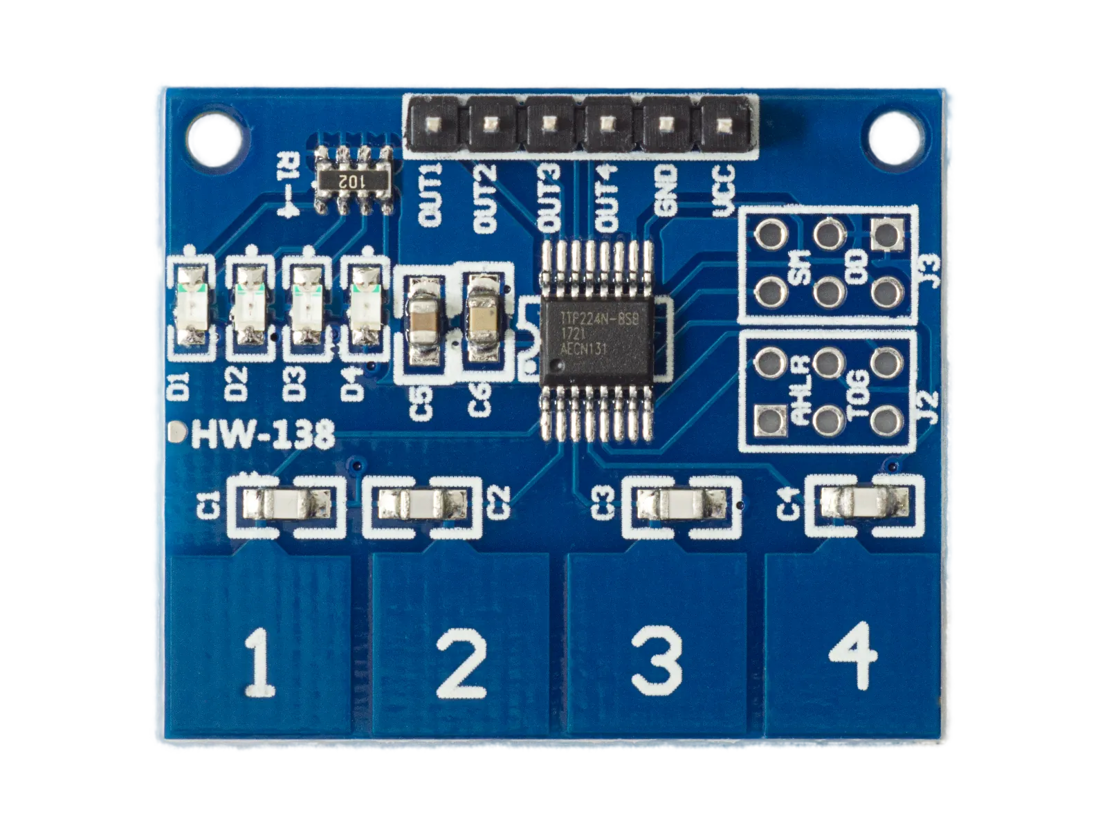 TTP224 Kapazitiver 4x Touch Sensor – arduino-projekte.info